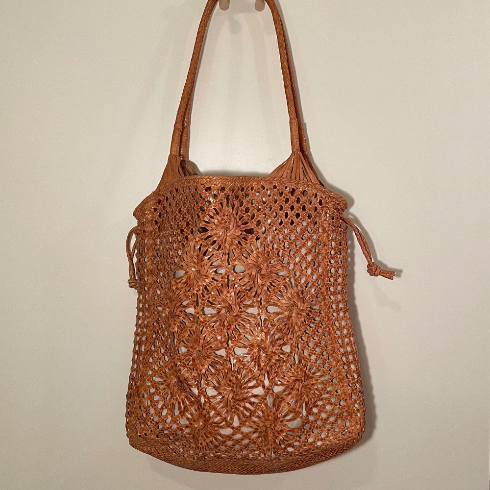 Saddle Leather Lattice Hobo